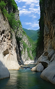 流淌水背景图片_山脉，河流在峡谷中流淌