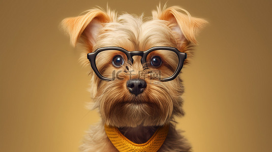 3D 渲染中可爱的犬类运动眼镜