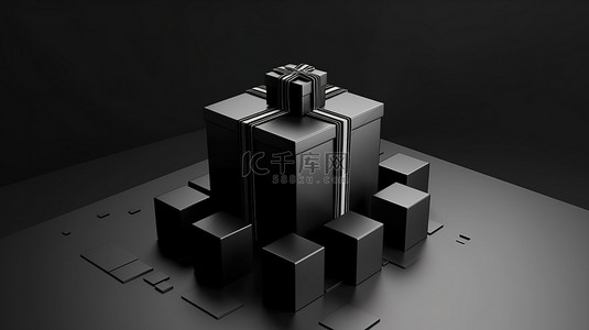 黑色星期五销售的封闭式礼品盒的 3D 渲染插图