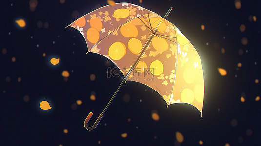 具有独特图案的黄色 3D 雨伞设计