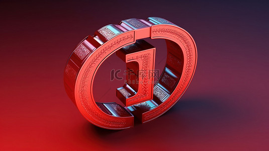 代表柬埔寨货币体系的红色柬埔寨瑞尔货币符号的 3d 插图