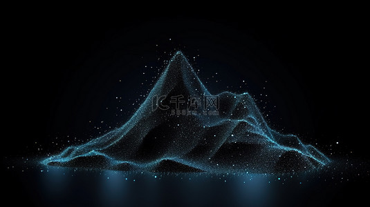 蓝色网络科技光圈背景图片_时尚的 3D 数字景观抽象蓝色背景与粒子点