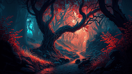 森林光彩梦幻童话背景