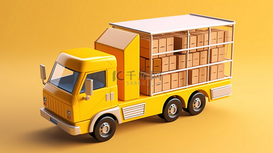 物流货物背景图片_3D 渲染中的货物交付概念插图