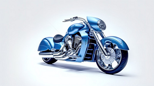 白色背景与蓝色超级运动摩托车的 3D 插图