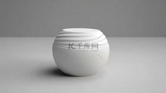 包装设计包装背景图片_由白色塑料制成的圆形奶油瓶的 3D 渲染插图