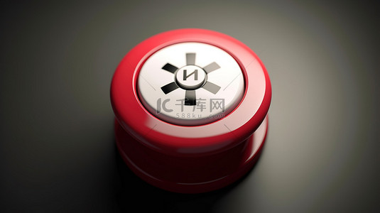 孤立的红色和白色核按钮的 3d 渲染