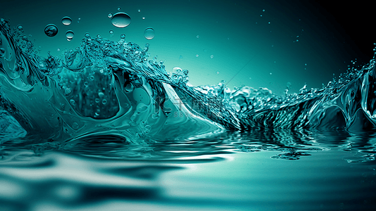 水浪纹蓝色背景图片_水湖绿色水面荡漾水珠溅起