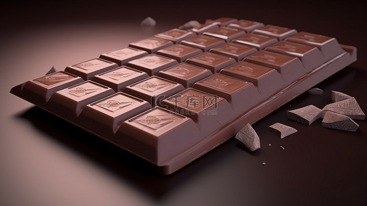 数字化制作的带有甜味的牛奶巧克力棒