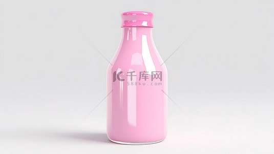 食品保健品背景图片_时尚粉色牛奶瓶的 3D 渲染