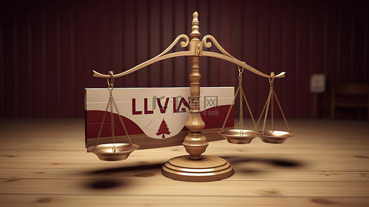 拉脱维亚信息图表和社交媒体内容法律体系的 3D 渲染