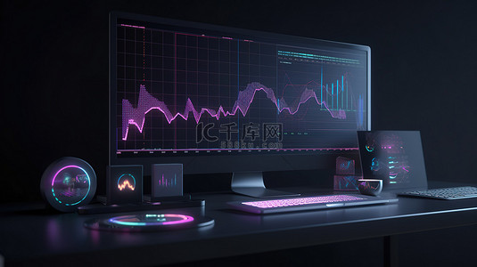 网页横幅和模型用户友好的 3d 渲染界面，用于 seo 数据和分析