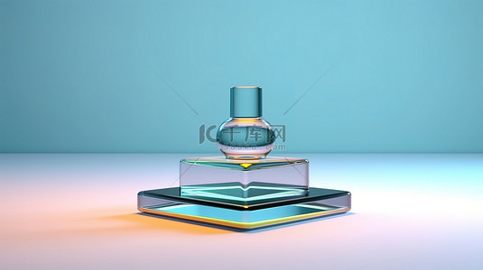 孤立的浮动玻璃奖杯样机 3d 渲染