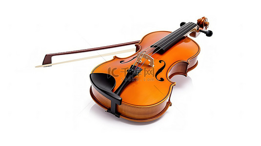 3D 制作的空白画布上带弓的传统木制小提琴