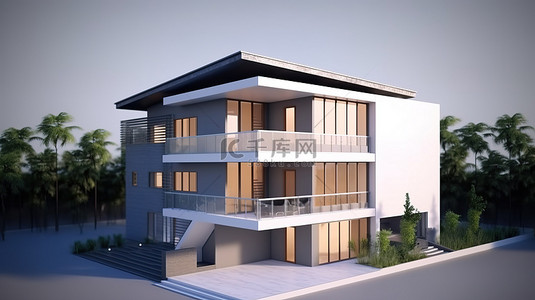 人物介绍背景图片_3D 建模的房子的商业演示