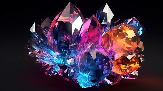 晶体logo背景图片_移动晶体的抽象 3D 渲染