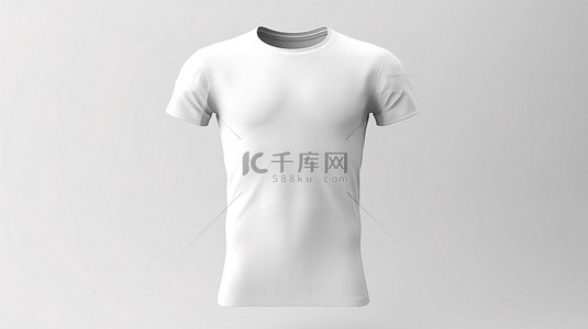 白色背景 3D 渲染短袖男式 T 恤样机