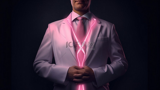 粉红色医生佩戴的乳腺癌意识 3d 丝带