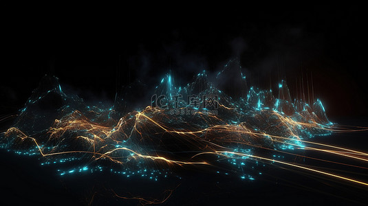全球移动背景图片_设计具有流动粒子的未来技术背景 3d 渲染