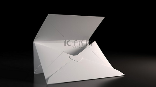 手提纸展开图背景图片_3D 插图中展开的信封和空白贺卡