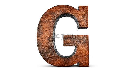 青铜铭文背景图片_白色背景上带有氧化划痕纹理小写字母 g 的青铜 3d 字体