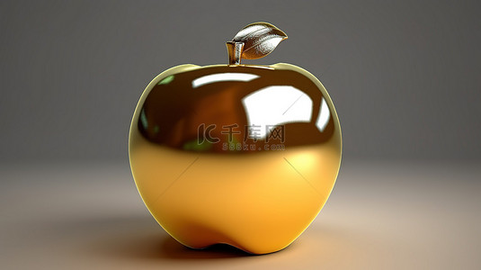 金苹果背景图片_3d 渲染的金苹果