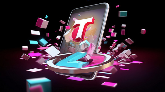 抖音背景图片_tiktok 的 3d 应用程序图标徽标