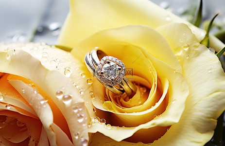 父亲新娘背景图片_新娘花束与金色结婚戒指