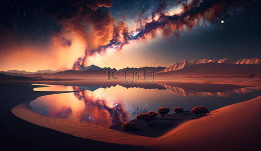 沙漠星空夜晚背景