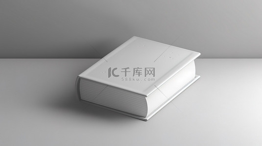 页封面背景图片_3D 渲染中时尚灰色背景上的一本白色精装书的模型