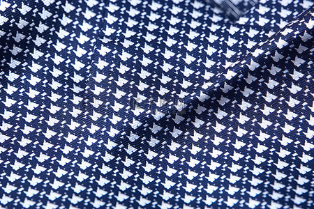 蓝白千鸟格印花领带的特写