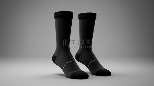 棉袜子背景图片_与模型配对的孤立黑色袜子的 3D 渲染