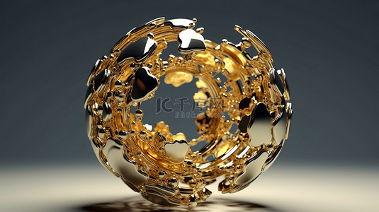 抽象概念图背景图片_3D 渲染中变形金球的有机概念图