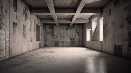 灰色的角落背景图片_毁坏的房间透视抽象复古混凝土背景与空地板和角落