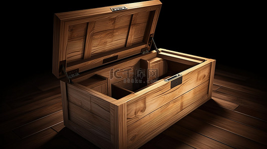 中打开的盒子背景图片_在 3d 中打开的木箱