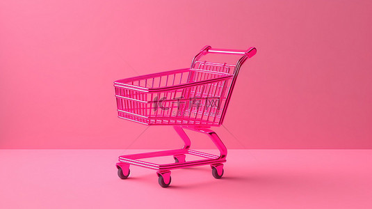 采购招标背景图片_3d 粉红色背景上的采购概念粉红色杂货车