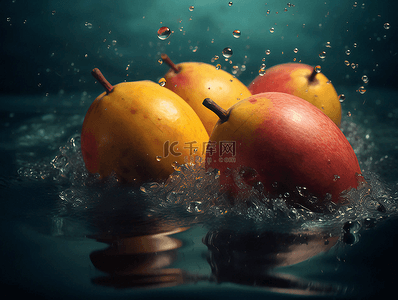 芒果水花飞溅新鲜水果摄影广告背景