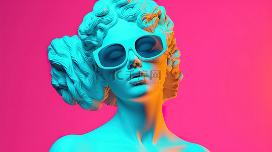 波普艺术风格背景图片_现代风格的金星 3D 波普艺术插画与太阳镜