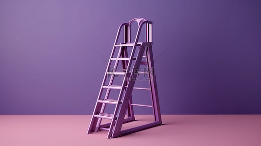 房子平面3d背景图片_放置在紫色背景上的 3D 渲染中的孤立折叠梯屋对象