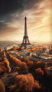 巴黎建筑背景图片_埃菲尔铁塔城市建筑背景