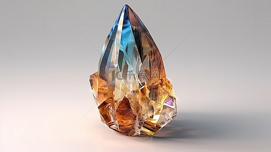 3D 渲染中的水晶宝石隔离在白色背景上，具有深奥吸引力的自然美