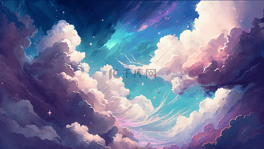 梦幻天空云朵3d背景图