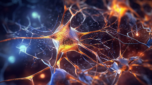 感官记忆背景图片_3d 渲染电化学信号实现神经元通信