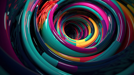 圆管背景图片_管状几何混沌充满活力的抽象背景，3d 渲染的同心圆混乱地扭曲