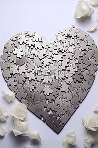 心形拼图背景图片_由许多块组成的心形拼图的照片
