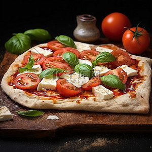 西红柿png背景图片_上面有西红柿的披萨