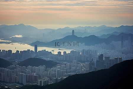 海洋旅行背景图片_香港山景