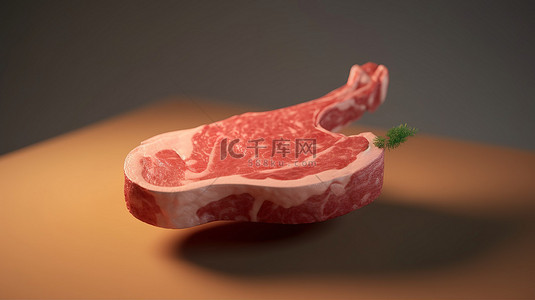 用 3d 渲染的生肉问号形盘子