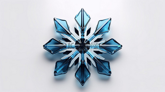 冰雪花背景图片_光滑的蓝色玻璃雪花的逼真 3D 插图完美适合新年设计元素