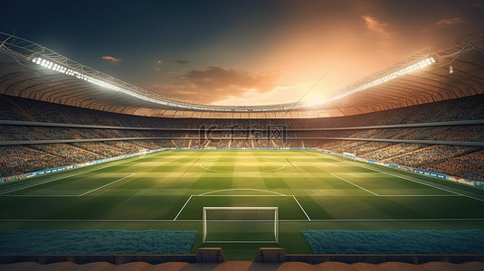 足球草地背景图片_3d 渲染体育场内的足球场